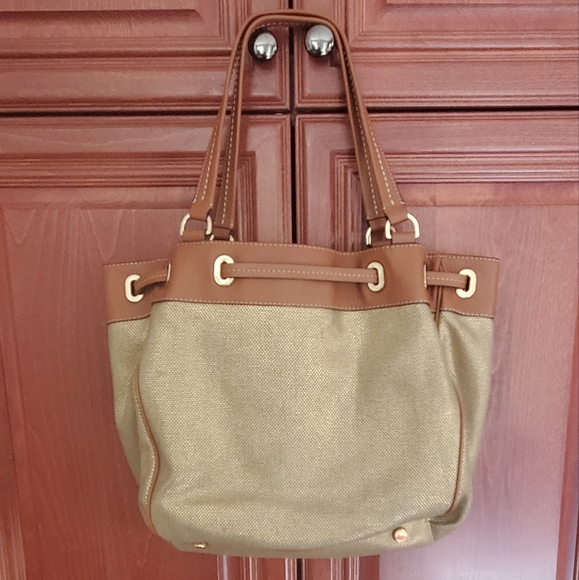 Michael Kors Metallic Marina Drawstring Canvas Handbag - Picture 4 of 12